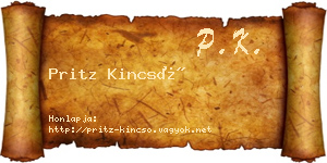 Pritz Kincső névjegykártya